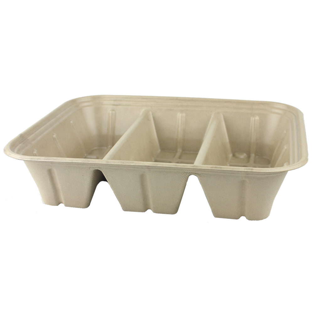 World Centric 104 oz Fiber Catering Pan Laminated, 3-Compt | 901-Series | 200/cs
