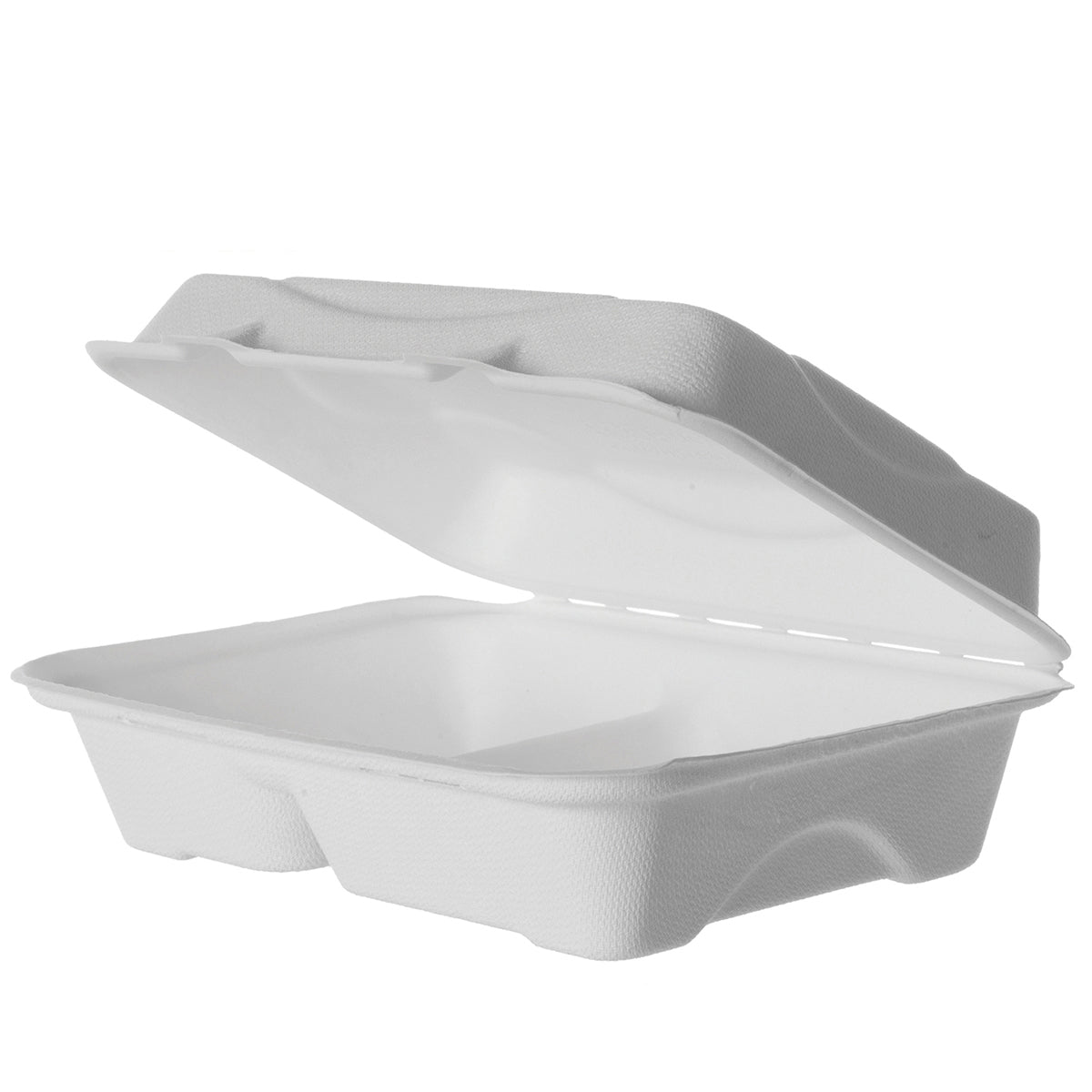 EcoProducts Vanguard™ Compostable Molded Fiber Clamshells (2-Compartment | 9in x 6in x 3in) | 250/cs