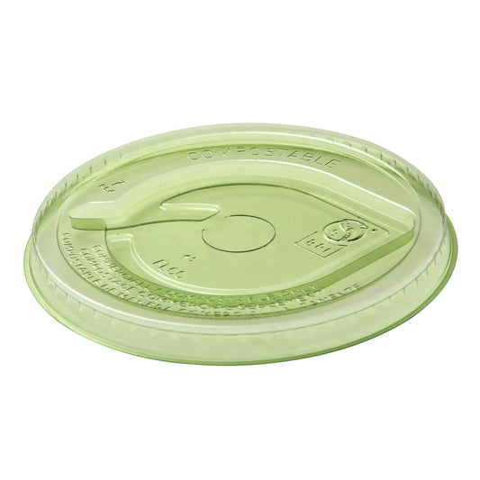EcoProducts Veridian™ GreenStripe Compostable Cold Cup Flat Lids (Fits 9 - 24oz. Cold Cups | Green) | 93-Series | 1000/cs
