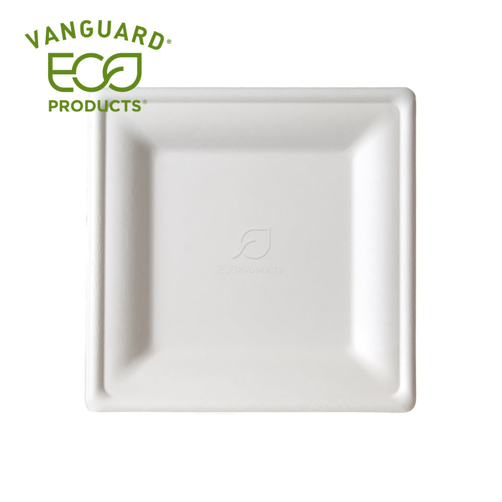 EcoProducts Vanguard™ Compostable Molded Fiber Plates (Square | Medium) | 500/cs