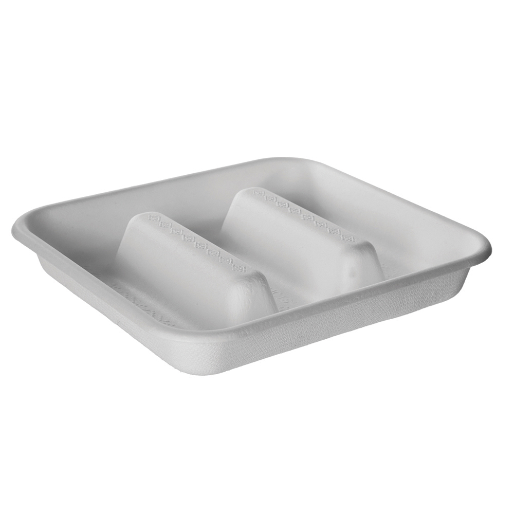 EcoProducts WorldView™ Compostable Molded Fiber Take-Out Container (7in | Square | 3-Compartment | 300/cs) | 307-Series | 300/cs