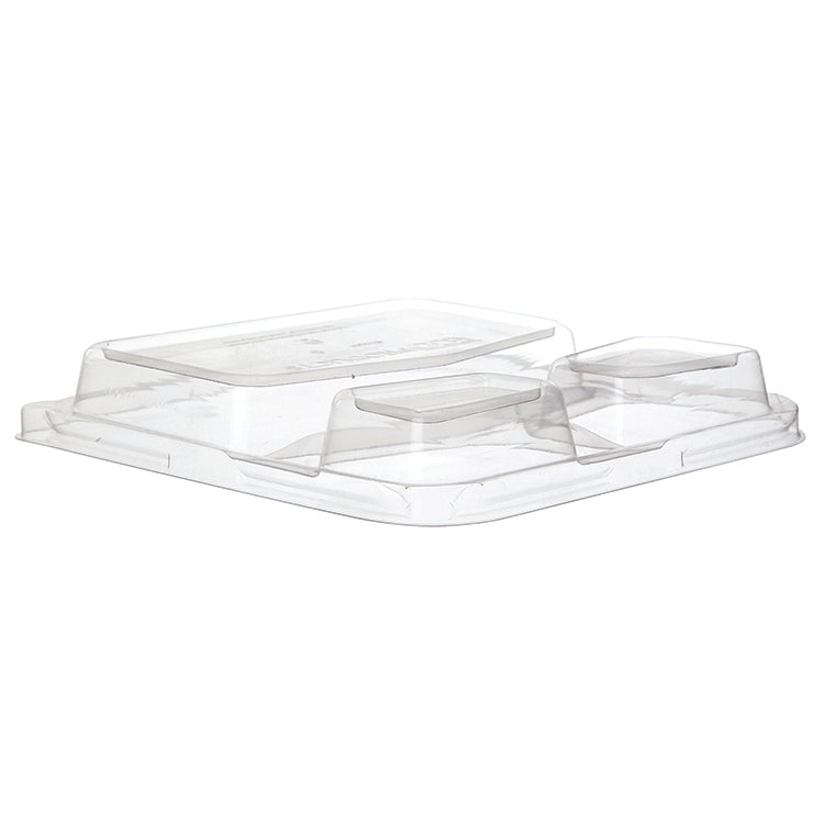 EcoProducts WorldView™ Compostable Lid (Fits 9in 3-Cmpt Square Molded Fiber Containers) | 309-Series | 200/cs