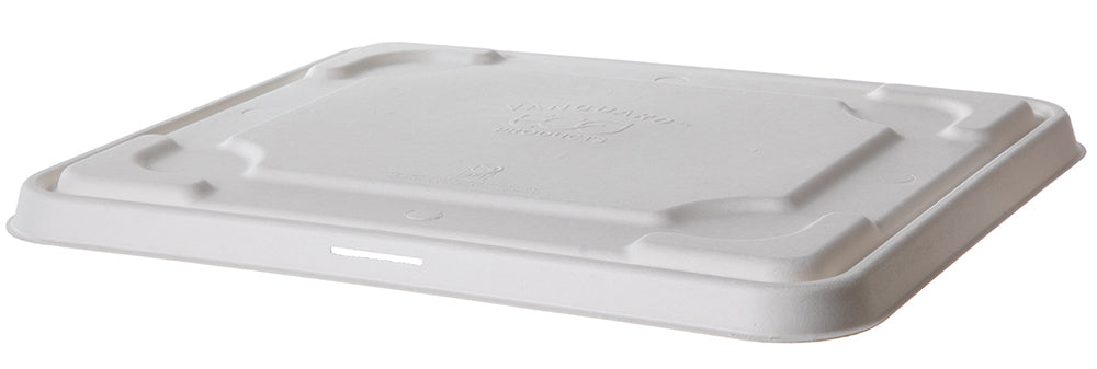 EcoProducts Vanguard™ Regalia™ Compostable Molded Fiber Half Pan Flat Lids (Fit 13 x 10 x 3in Half Pans) | 910-Series | 200/cs