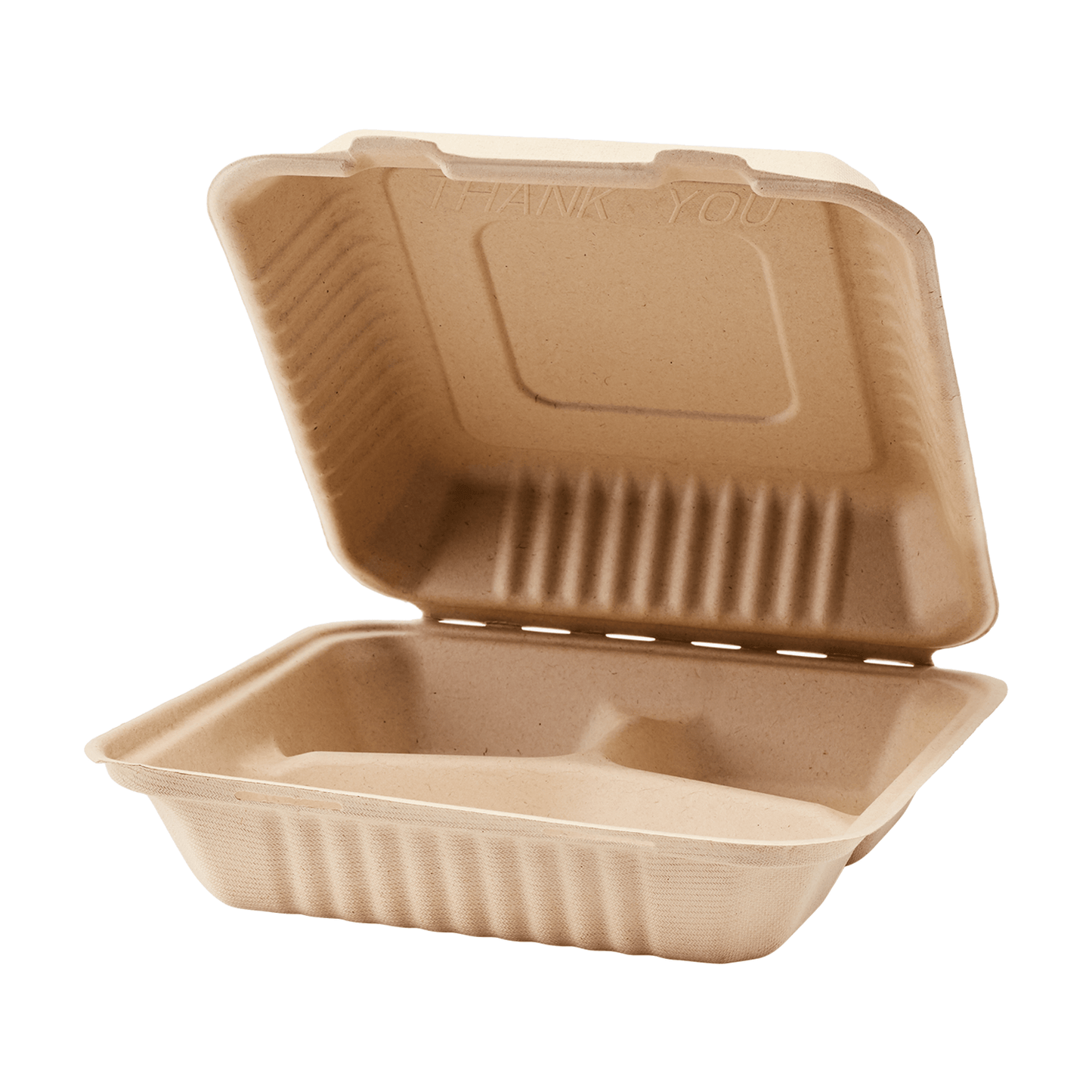 Karat Earth 9 x 9 Fiber Hinged Container | 3-compartment | White | PFAS-Free