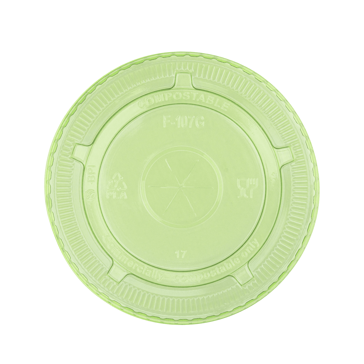 108-Series Lid | Karat Earth Flat Lid for 32oz PLA Cup | Green