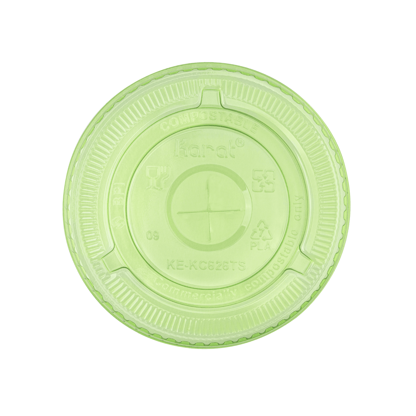 98-Series Lid | Karat Earth Flat Lid for 12-24oz PLA cup | Green