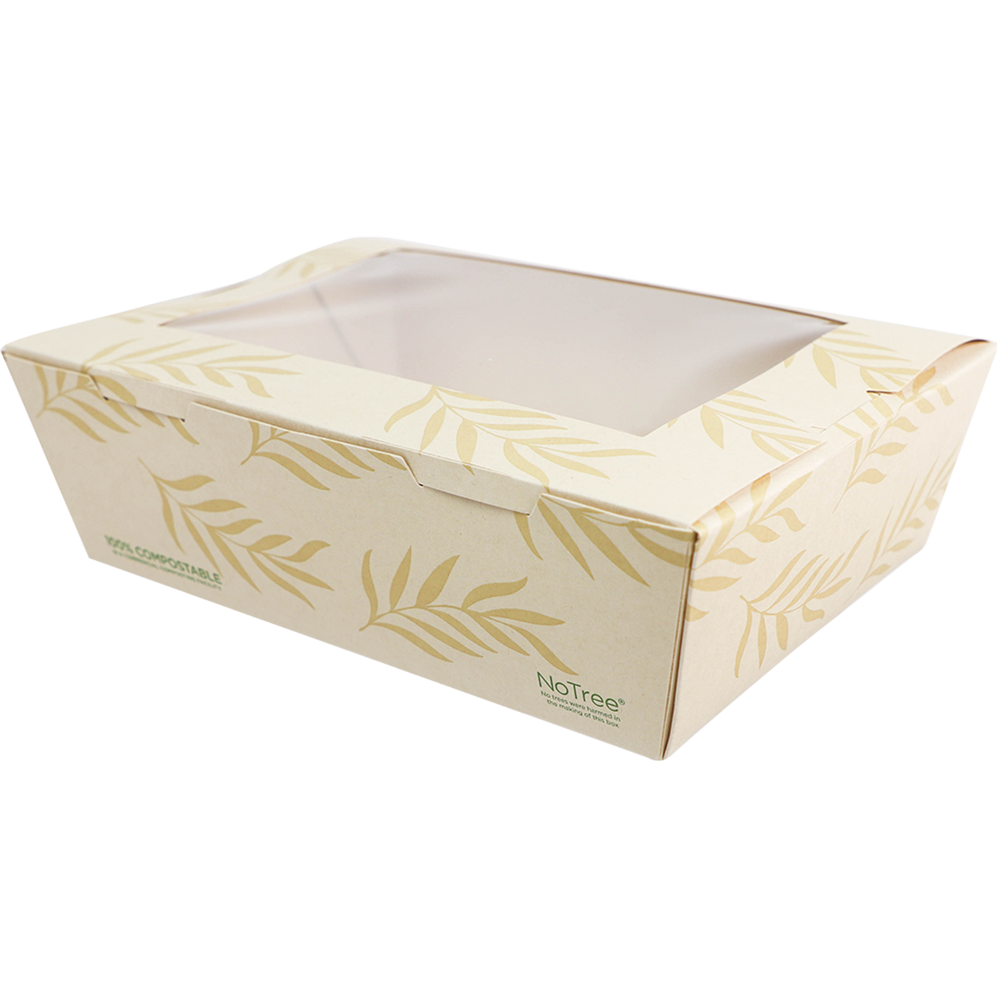 World Centric 8.7x6.4x2.5” (65 oz) #3 NoTree Container with PLA Window | 200/cs