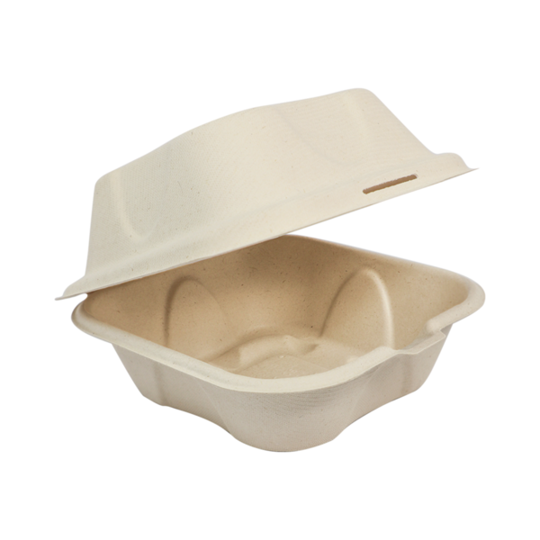 World Centric 6x6x3" Fiber Burger Box, Laminated | 500/cs