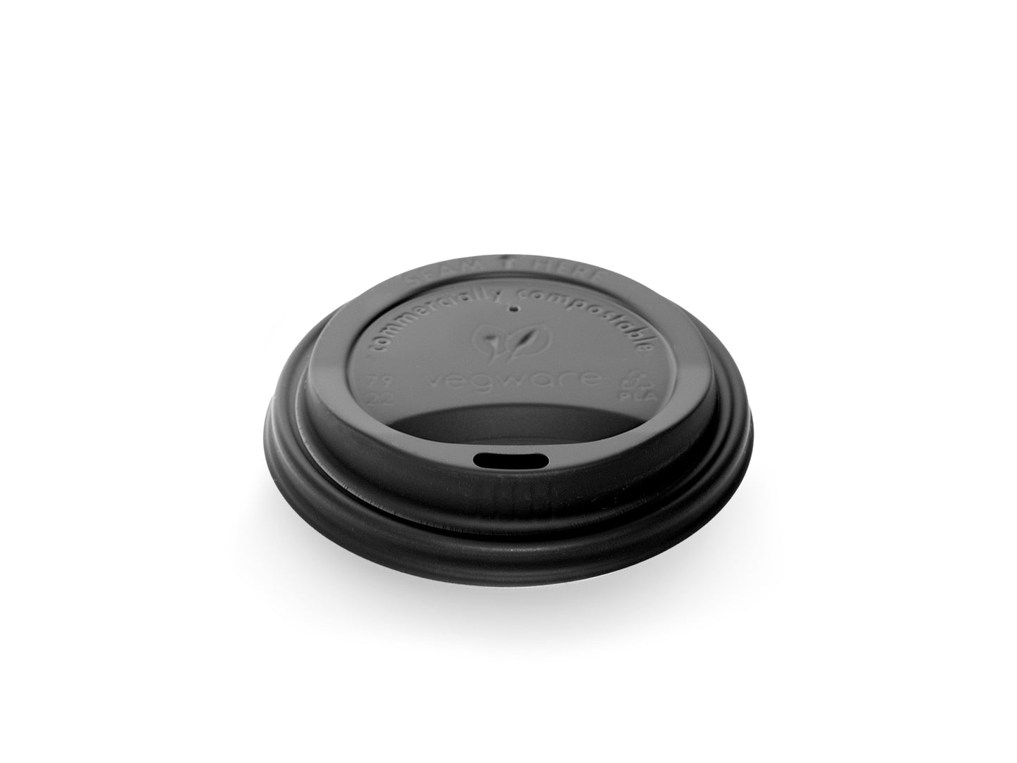 Vegware 79 Series CPLA Hot cup Lid, black | 79V-Series | 1000/cs