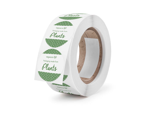 Vegware 1.7in round compostable sticker | 1000/cs