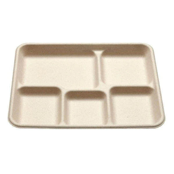 Vegware Nourish 5-Compartment Tray, Natural Molded Fiber | 500/cs