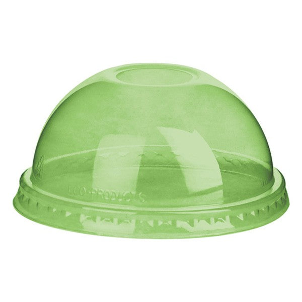 Vegware Veridian™ Renewable & Compostable Cold Cup Dome Lids - 12-20 oz. Green | 96V-Series | 1000/cs