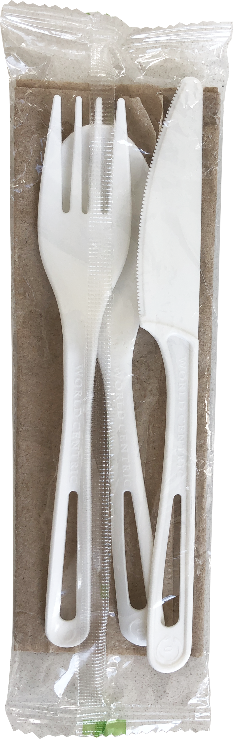 World Centric 6” Ribbed TPLA Set: (Fork, Knife Spoon, Napkin) | 250/cs