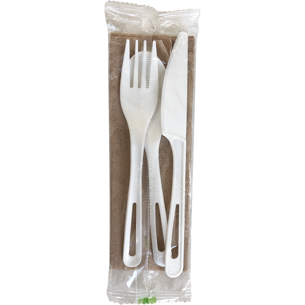 World Centric 6" TPLA Set: (Fork, Knife, Spoon, Napkin) | 250/cs