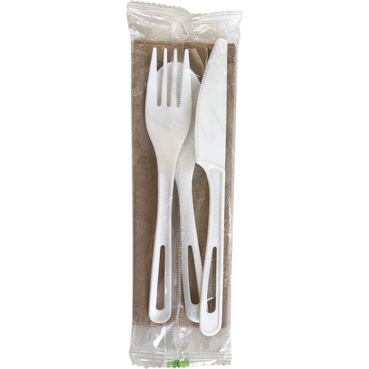 World Centric 6" TPLA Set: (Fork, Knife, Spoon, Napkin) | 250/cs