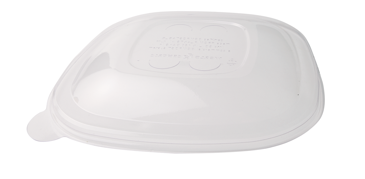 World Centric 310-Series Lid - PLA - 24-48 oz Fiber Square Bowls | 200/cs