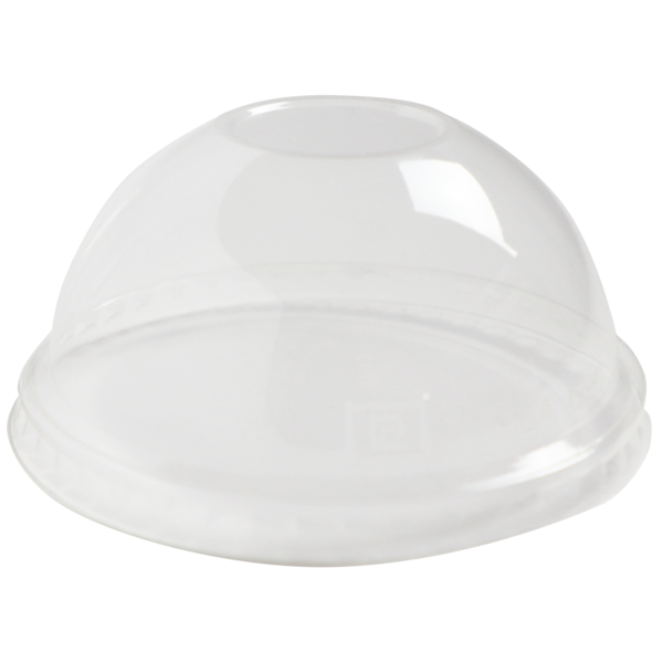 World Centric 96-Series Lid - PLA - Fits 9Q to 24 oz, Dome, No Straw Hole | 1000/cs