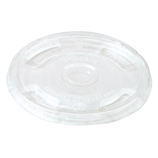 World Centric 96-Series Lid - PLA - Fits 9Q to 24 oz, Straw Hole | 1000/cs