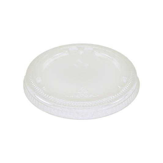 World Centric 46-Series Lid - PLA - Fits 4 to 9 oz Cold Cups, Flat, No Straw Hole | 1000/cs