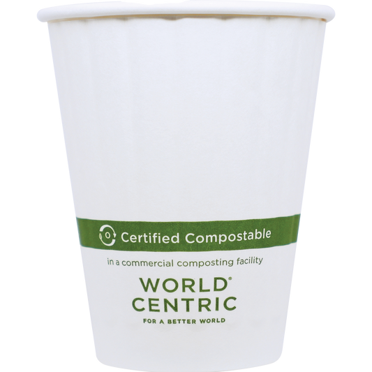 World Centric 8 oz Paper Hot Cup, Double Wall, White   | 79-Series | 1000/cs