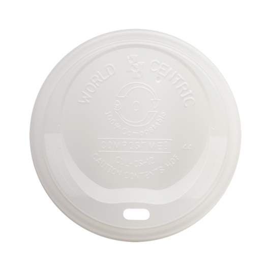 World Centric 89-Series Lid - PLA - 10-20 oz Hot Cups, White | 1000/cs