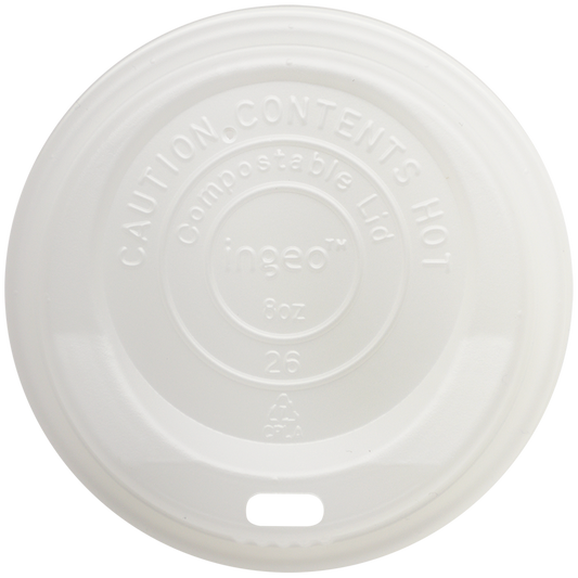 World Centric 79-Series Lid - PLA - 8 oz Hot Cups, White | 1000/cs