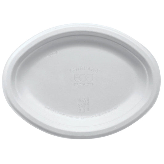EcoProducts Vanguard™ Compostable Molded Fiber Plates (10 x 7in | Oval) | 500/cs
