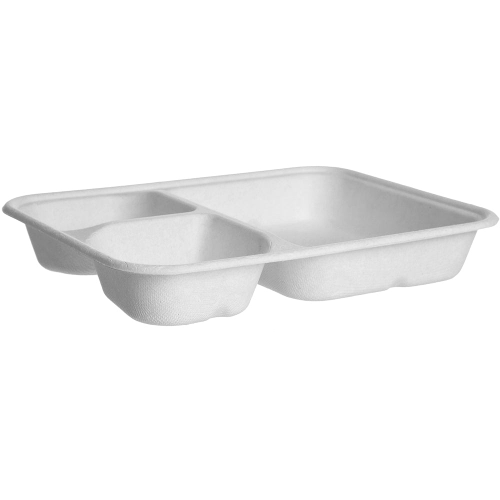 EcoProducts Vanguard™ WorldView™ Compostable Molded Fiber Tray (6x8in | 3-Compartment) | 268-Series | 400/cs