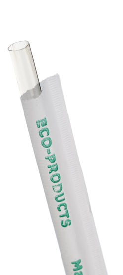 EcoProducts Compostable Straws (7.75in/8mm diameter | Clear | Wrapped) | 7200/cs