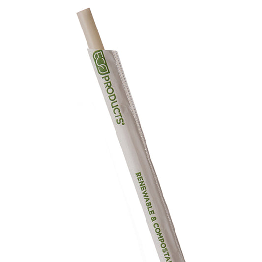 EcoProducts Compostable PHA Straws (7.5in | Beige | Wrapped) | 2000/cs