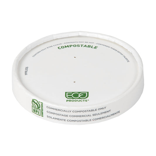 EcoProducts Compostable Paper Lid (Small | 90mm | Fits 8oz Paper Food Containers) | 123-Series | 500/cs