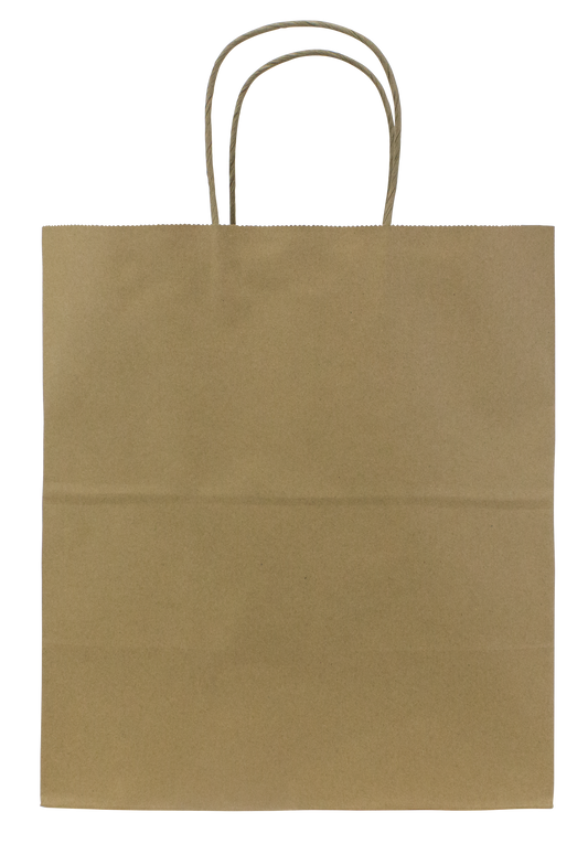 Karat Earth Paper Shopping Bag w/ Handles -  Large | 12.2W x 14H x 7.5G | Kraft