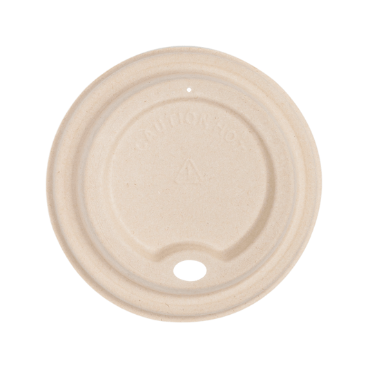 91-Series Lid | Karat Earth Fiber Sipper Dome Lid for 10-24oz Hot Cup | Natural