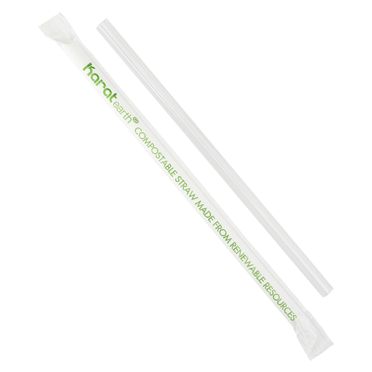 Karat Earth PLA Giant 7.75" Straw | Wrapped | Clear