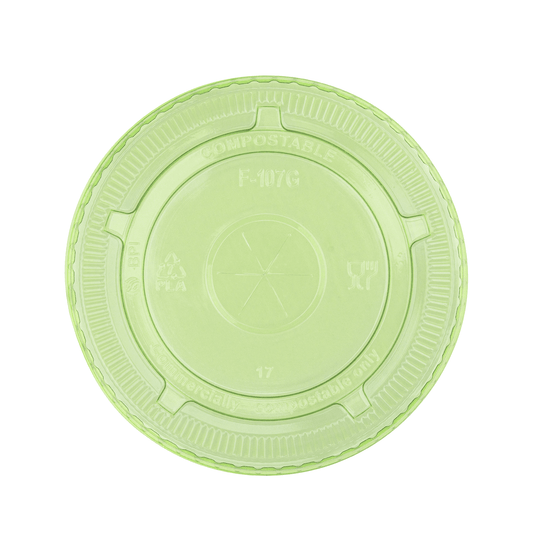 108-Series Lid | Karat Earth Flat Lid for 32oz PLA Cup  | Green