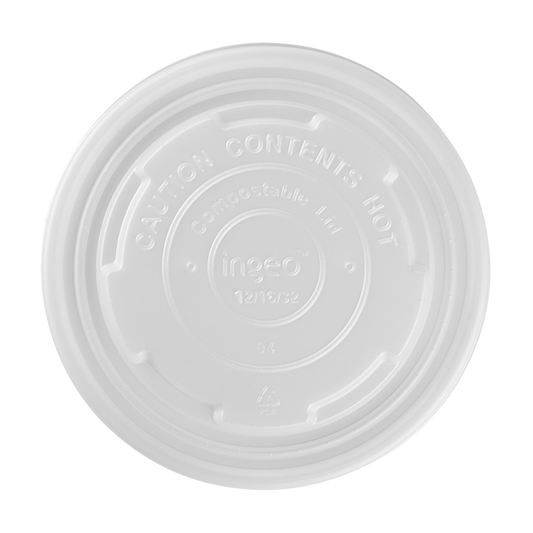 114-Series Lid | Karat Earth Compostable PLA Flat lid or 12-16oz Compostable Paper Food Container