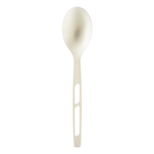 Karat Earth WRAPPED CPLA Compostable Tea Spoon | Heavy Weight | White