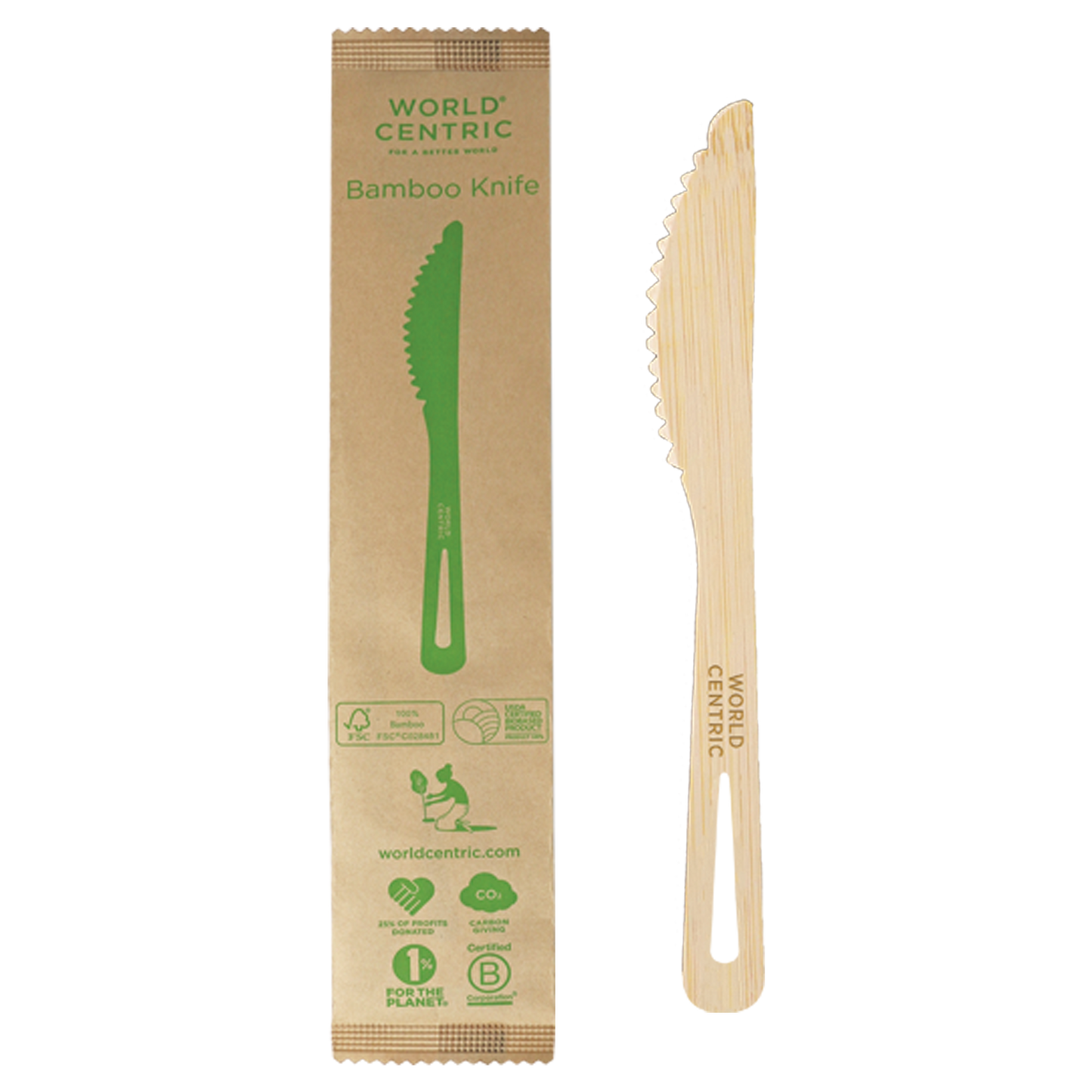 World Centric 6.7” Bamboo Knife, Wrapped | 750/cs