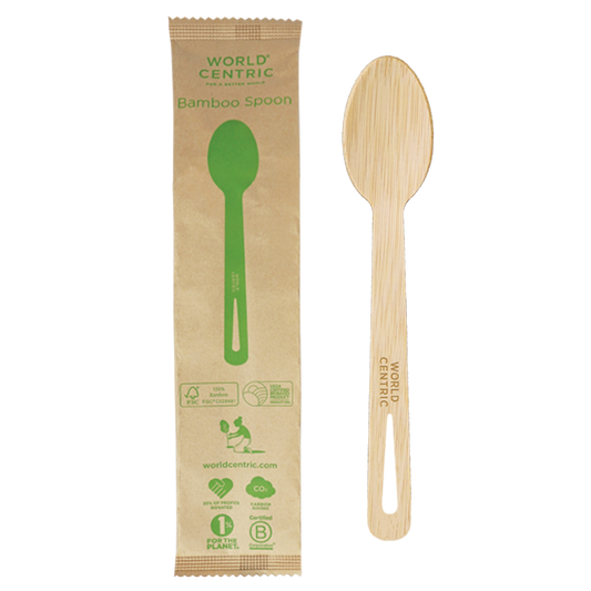 World Centric 6.7” Bamboo Spoon, Wrapped | 750/cs