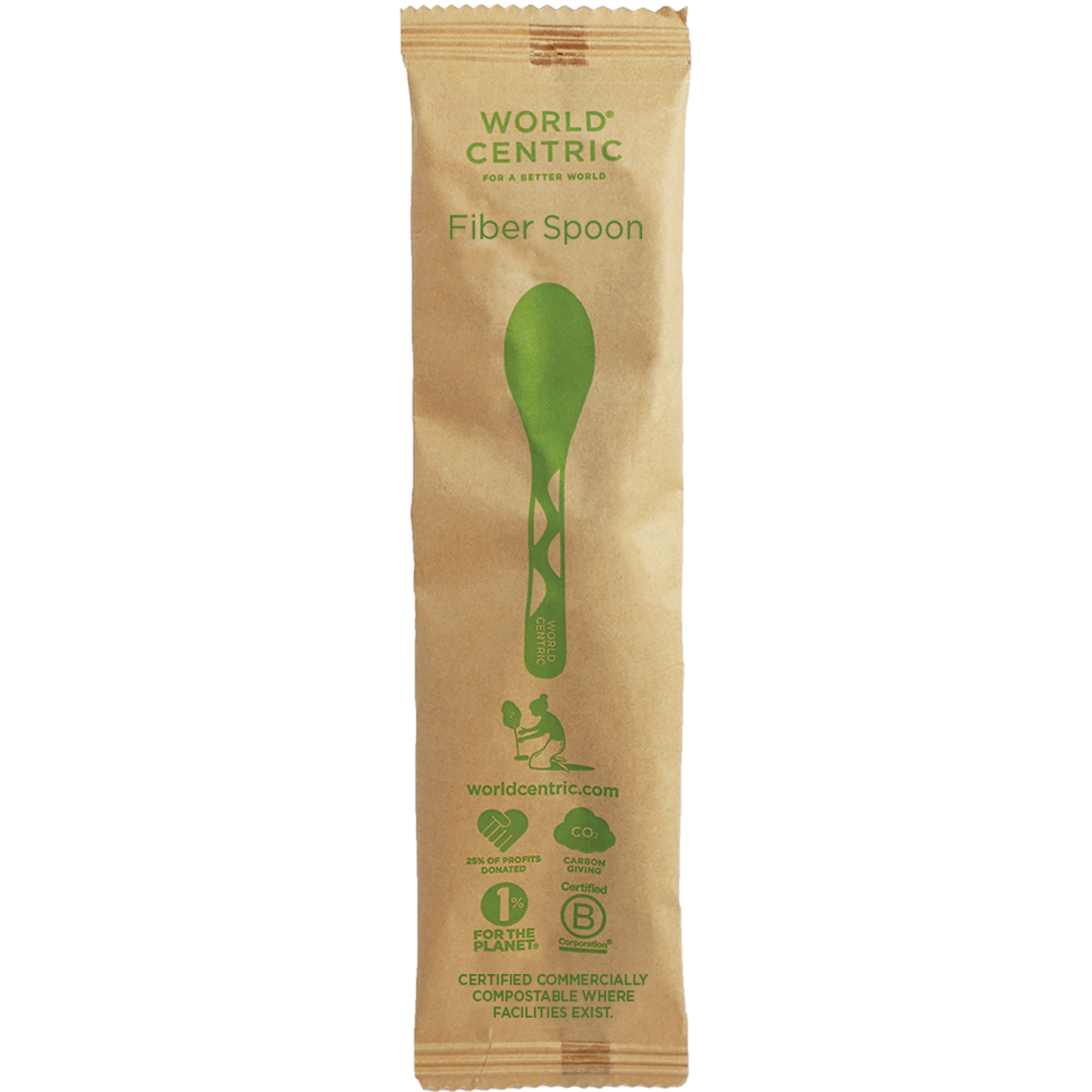 World Centric 6” Fiber Spoon, Wrapped | 750/cs