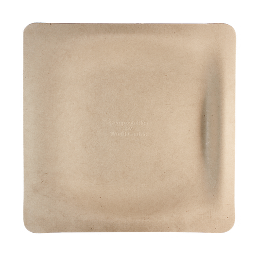 World Centric 9" Fiber Square Plate | 500/cs