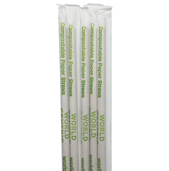 World Centric 8” x .4"  FSC® Kraft Paper Straw - Wrapped | 6000/cs