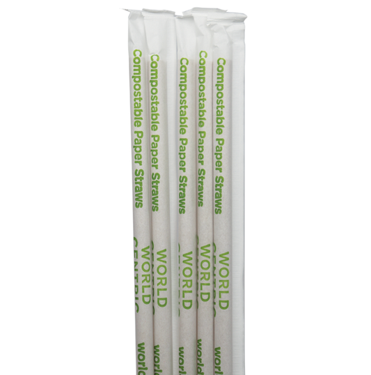 World Centric 8” x .4"  FSC® Kraft Paper Straw - Wrapped | 6000/cs