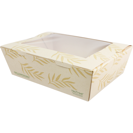 World Centric 8.7x6.4x2.5” (65 oz) #3 NoTree Container with PLA Window | 200/cs