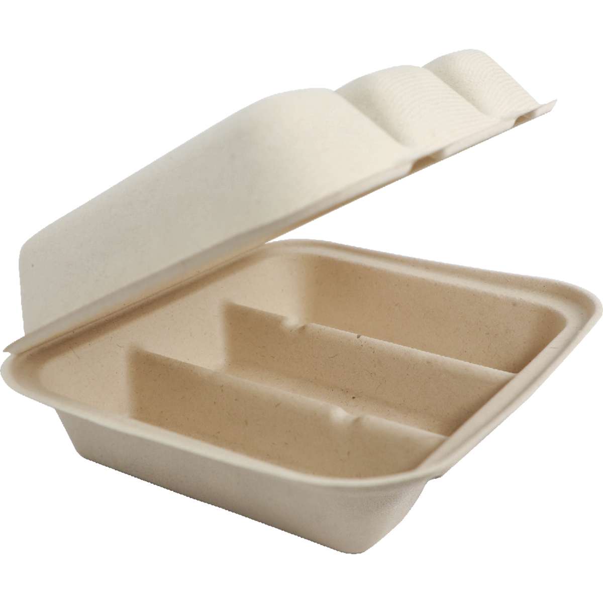 World Centric 8x7x3" Fiber Taco Box, 3-Compt | 300/cs