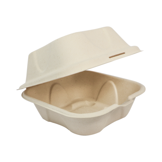 World Centric 6x6x3" Fiber Burger Box, Laminated | 500/cs