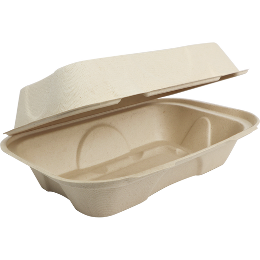 World Centric 9x6x3" Fiber Hoagie Box, Laminated | 500/cs