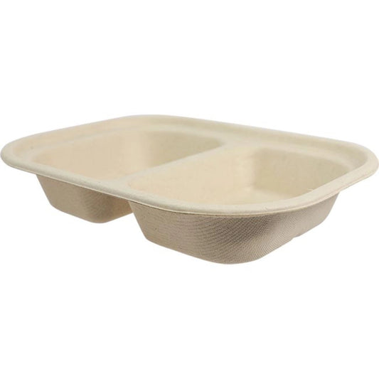 World Centric 8.5x6.5x2.3 in Container, 2-Compt - Film Sealable - Fiber | 500/cs