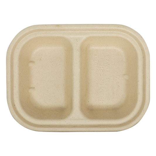 World Centric 8x6x1.5" (14 oz) Fiber Container, 2-Compt  | 220-Series | 400/cs