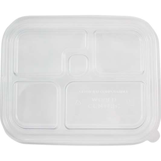 World Centric B5-Series Lid - Clear - Bento Box, 5-Compt | 300/cs